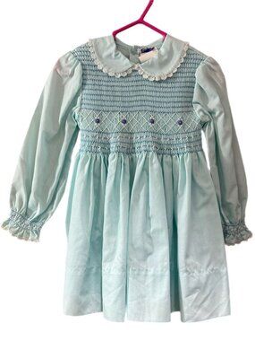 Nannette Girls Size 3T Blue Smocked Lace Ruffle Floral Dress